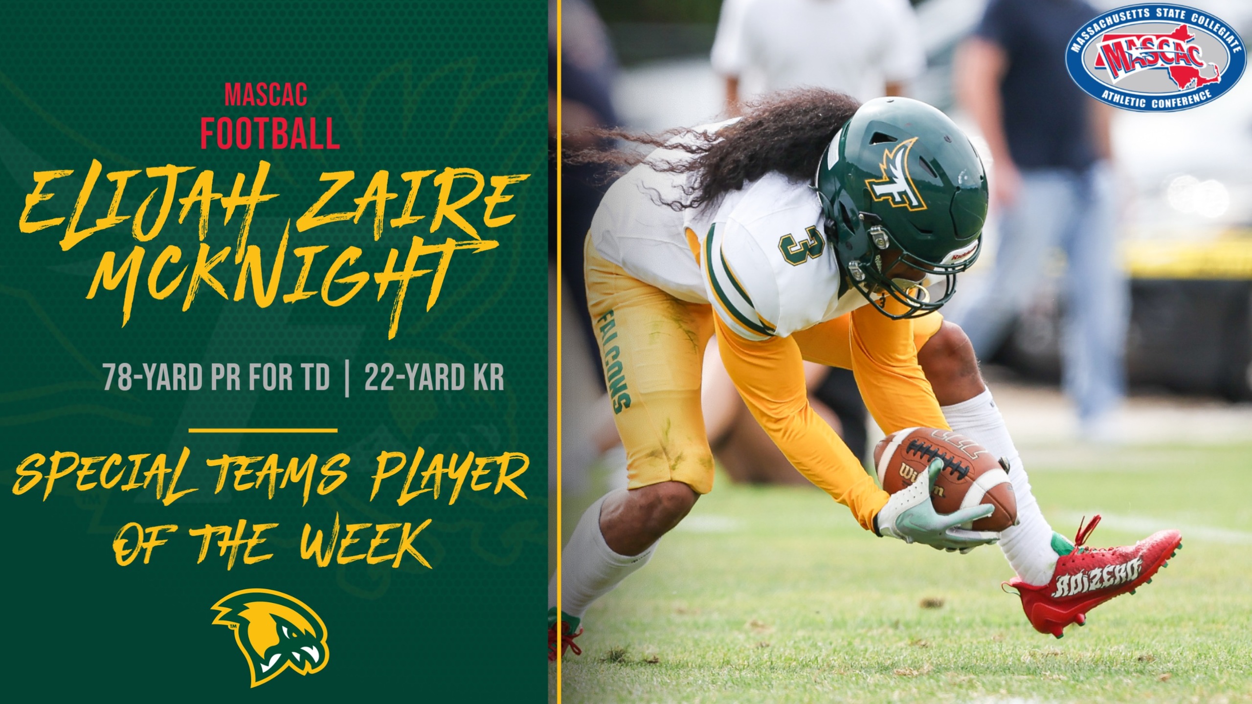 Zaire McKnight Tabbed MASCAC Special Teams Player Of The Week