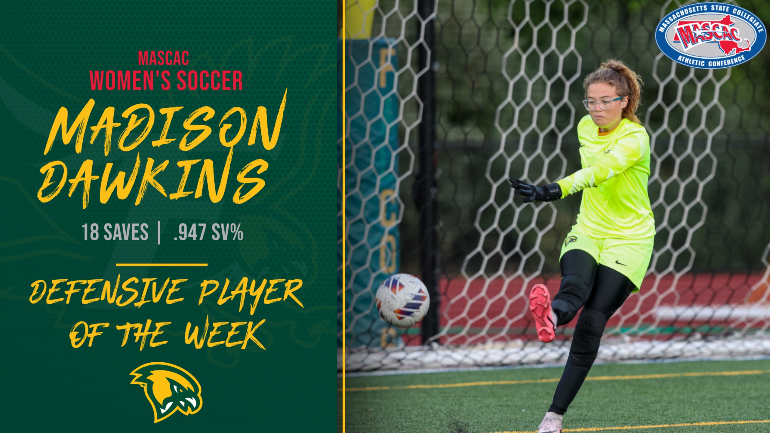 Dawkins Earns MASCAC Defensive Player of the Week