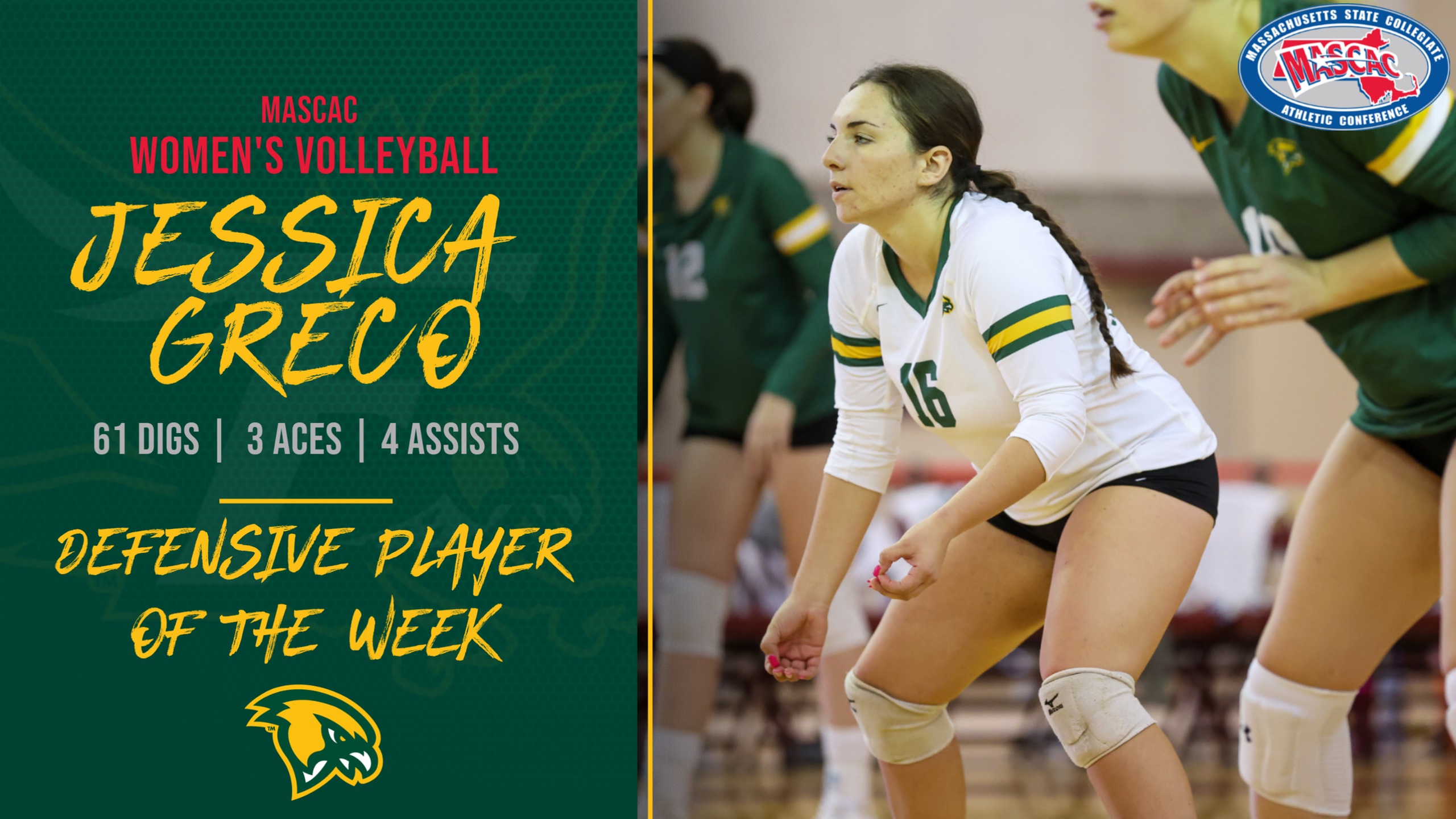 Greco Earns MASCAC Defensive Player of the Week